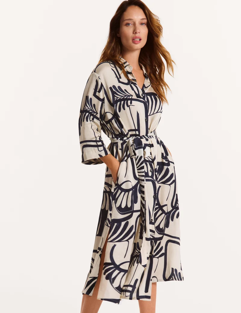 Hemdblusenkleid mit Graphic-Art-Print