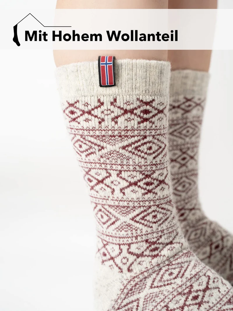Ein Paar 80% Wollsocken Norwegen Flagge