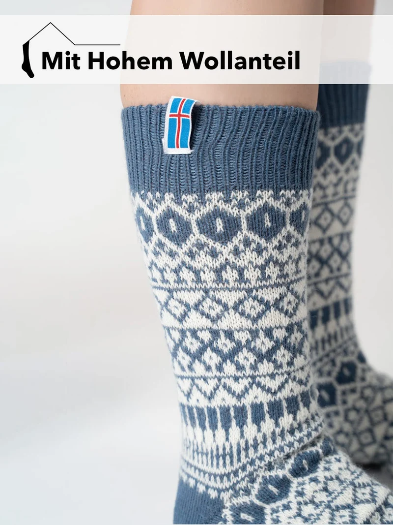 Ein Paar 60% Wollsocken Island Flag s Design