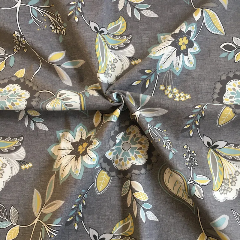Dekostoff Floral - charcoal