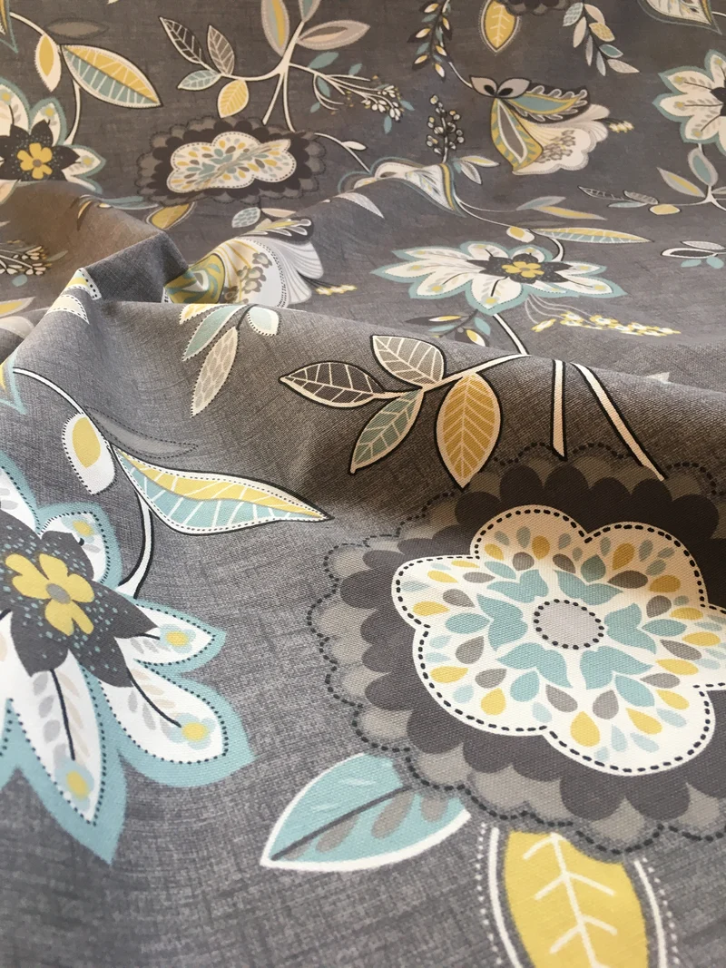 Dekostoff Floral - charcoal