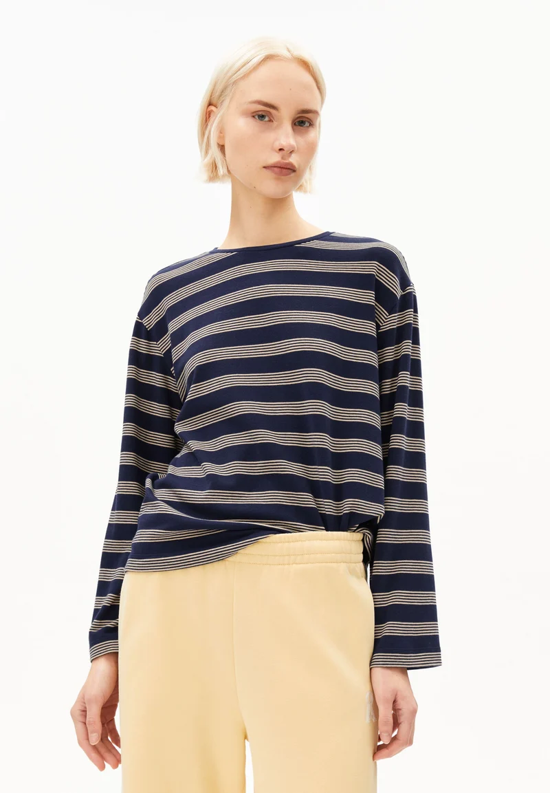 MARYNAA GESTREIFTES LANGARMSHIRT | tinted navy-golden hay