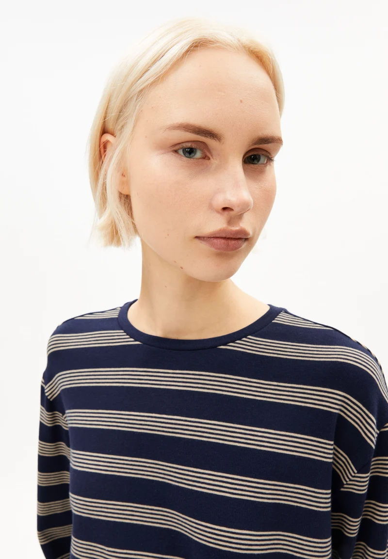 MARYNAA GESTREIFTES LANGARMSHIRT | tinted navy-golden hay