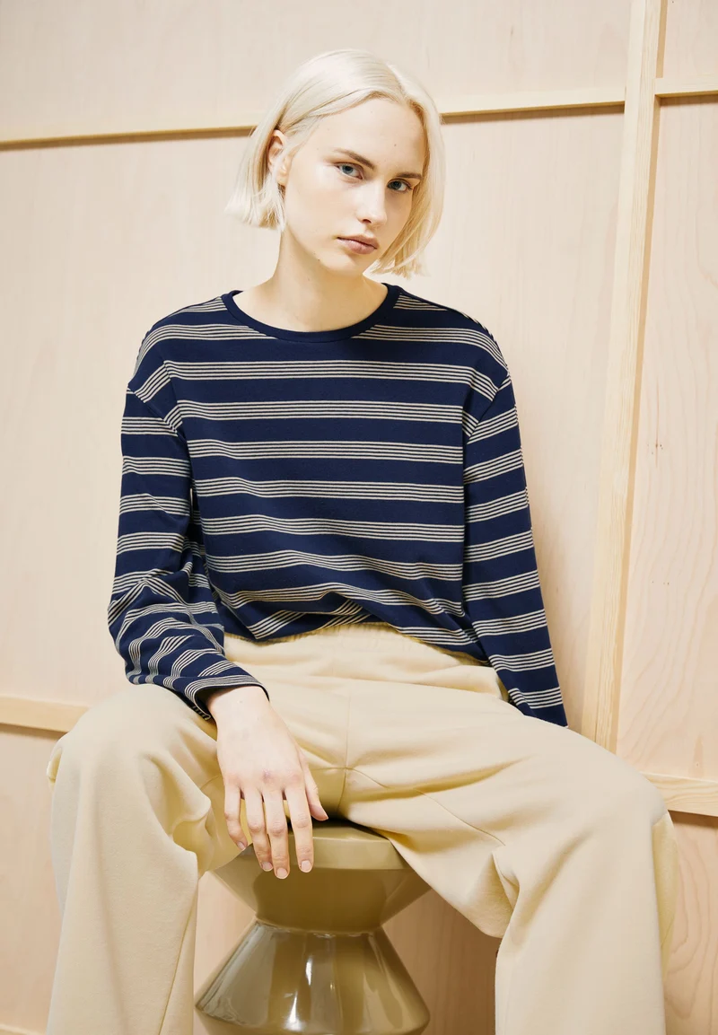 MARYNAA GESTREIFTES LANGARMSHIRT | tinted navy-golden hay