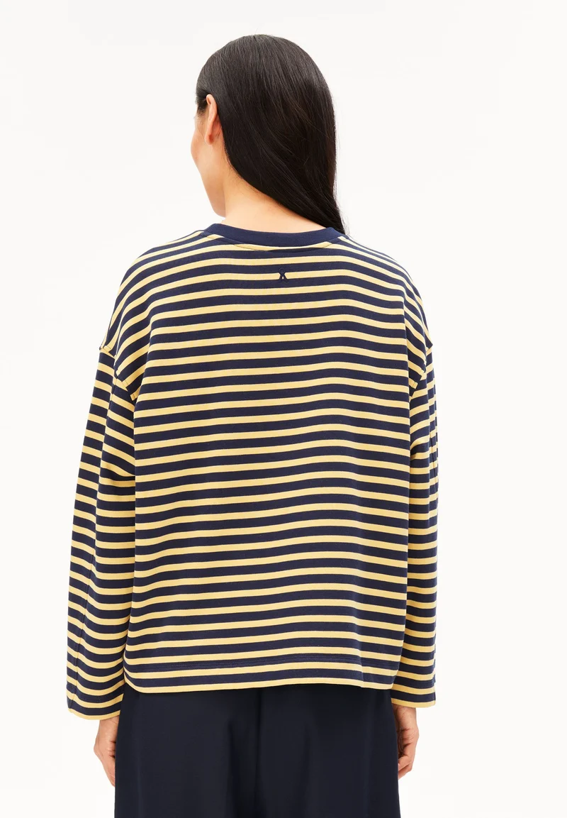 FRANKAA MAARLEN GESTREIFTES SWEATSHIRT | golden hay-tinted navy