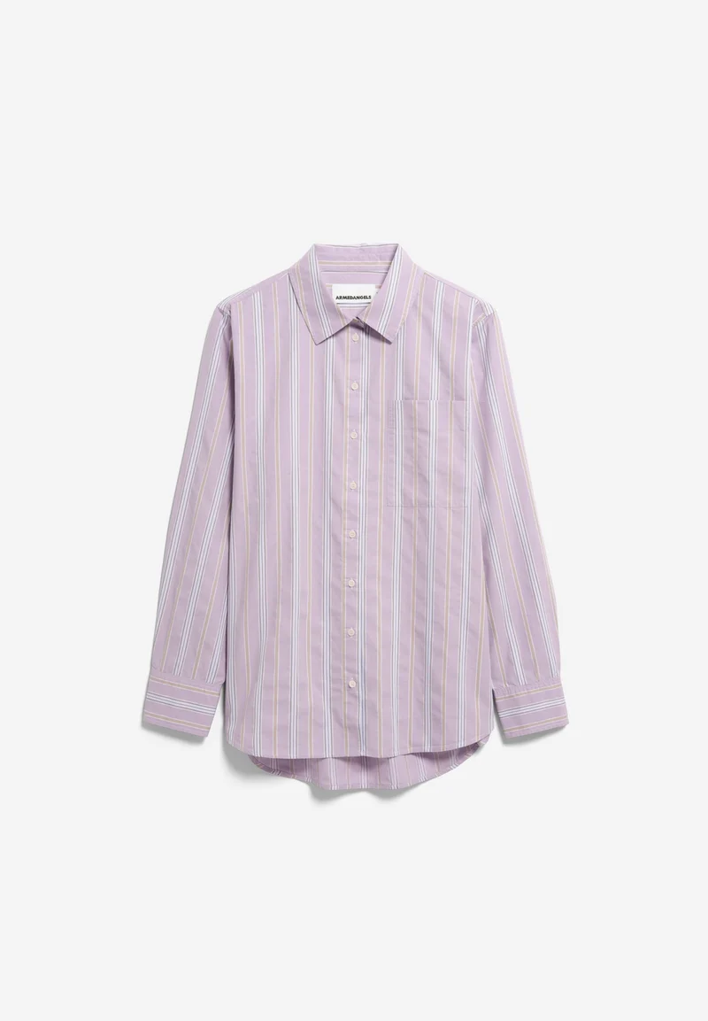 GESTREIFTE WEITE BLUSE | moonlit lilac-sandstone