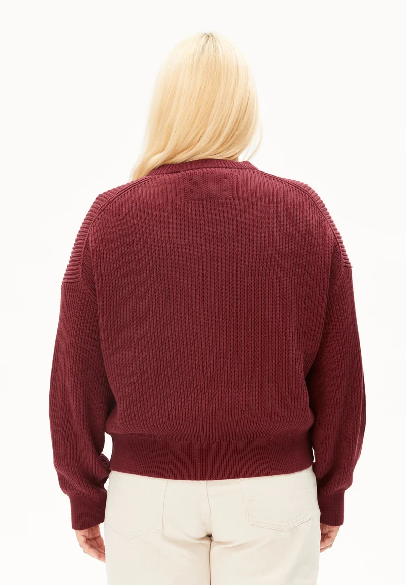 VANISÉ RIPP-STRICKPULLOVER | velvet red-light velvet red