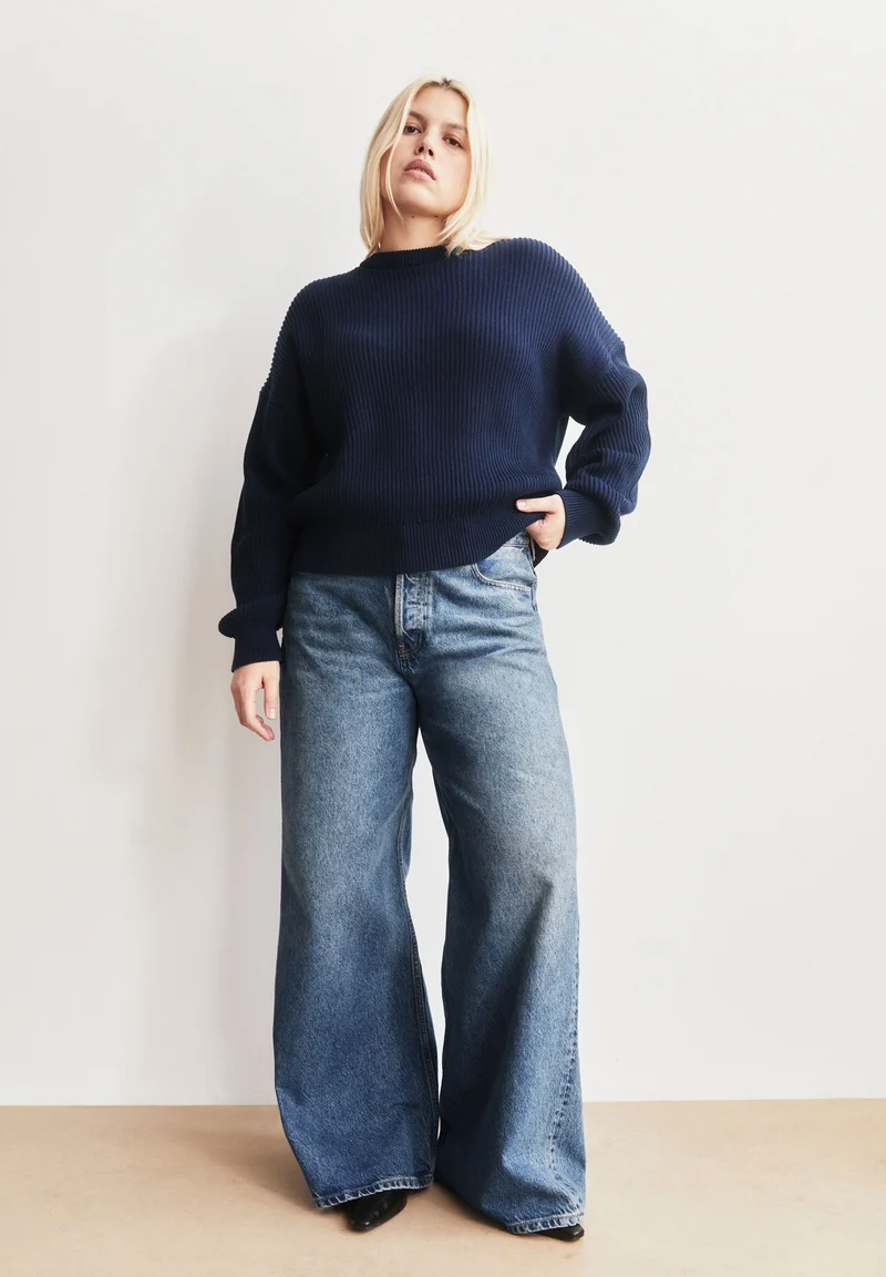 VANISÉ RIPP-STRICKPULLOVER | tinted navy-light tinted navy