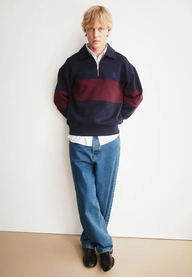 GESTREIFTES TROYER SWEATSHIRT | tinted navy-velvet red