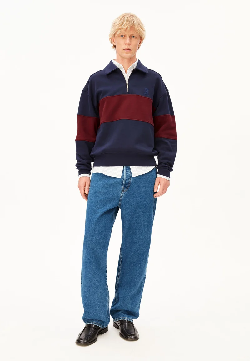GESTREIFTES TROYER SWEATSHIRT | tinted navy-velvet red