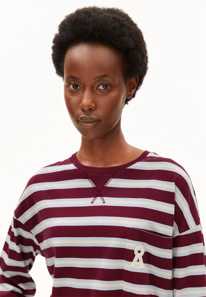 ICONIC Å FIETAA GESTREIFTES LANGARMSHIRT | velvet red-soft blue-undyed