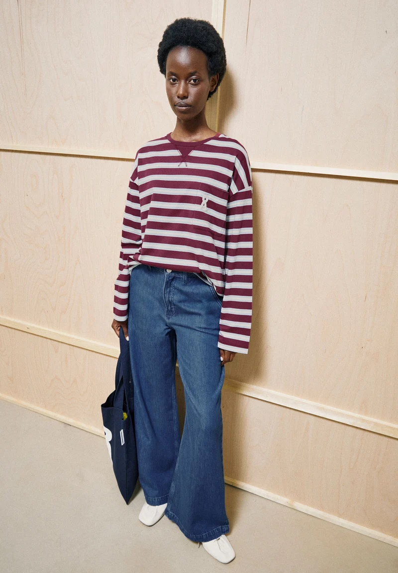 ICONIC Å FIETAA GESTREIFTES LANGARMSHIRT | velvet red-soft blue-undyed