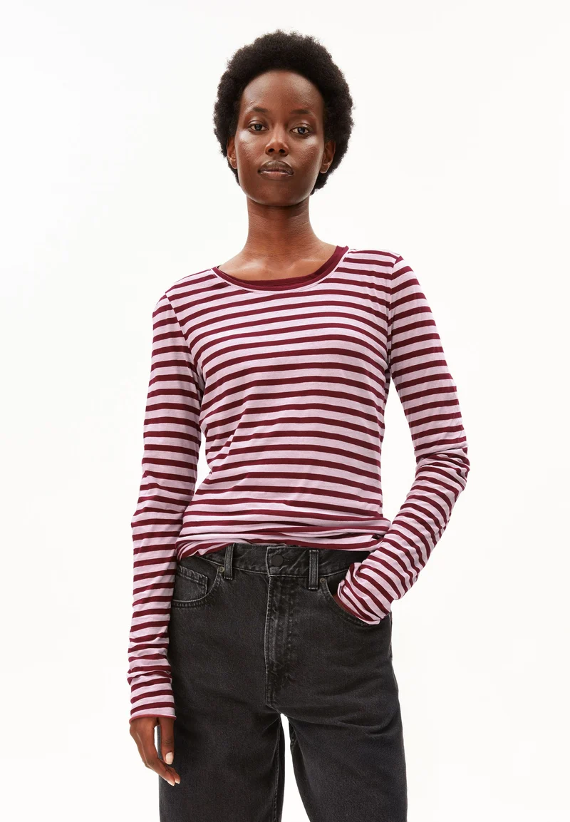 EINIAARA GESTREIFTES LANGARMSHIRT | moonlit lilac-velvet red