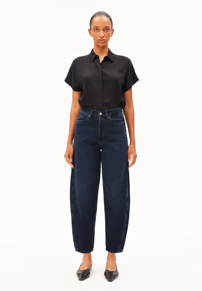 BAARLY HIGH WAIST BARREL JEANS | fluid ink