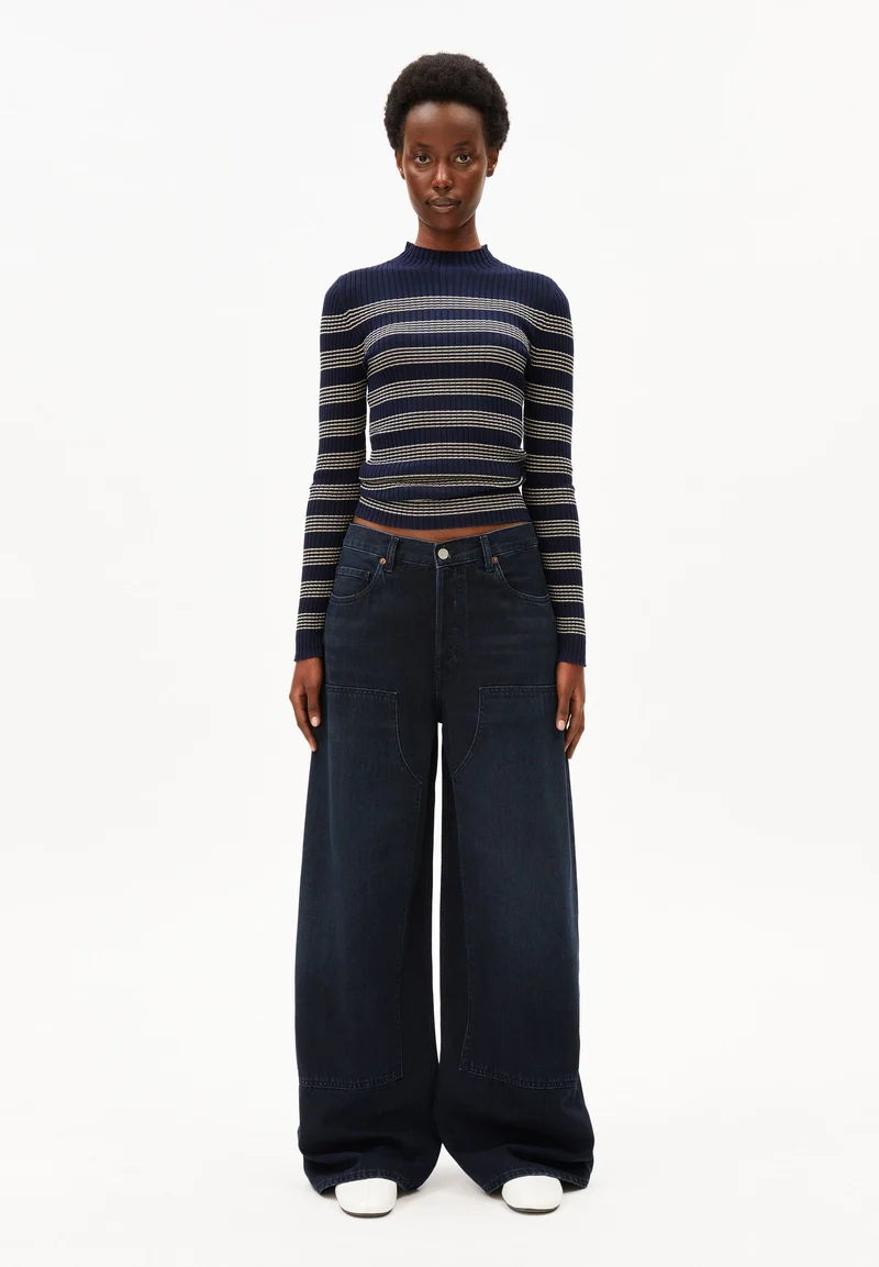 AALTHEA MID WAIST BARREL JEANS | fluid ink