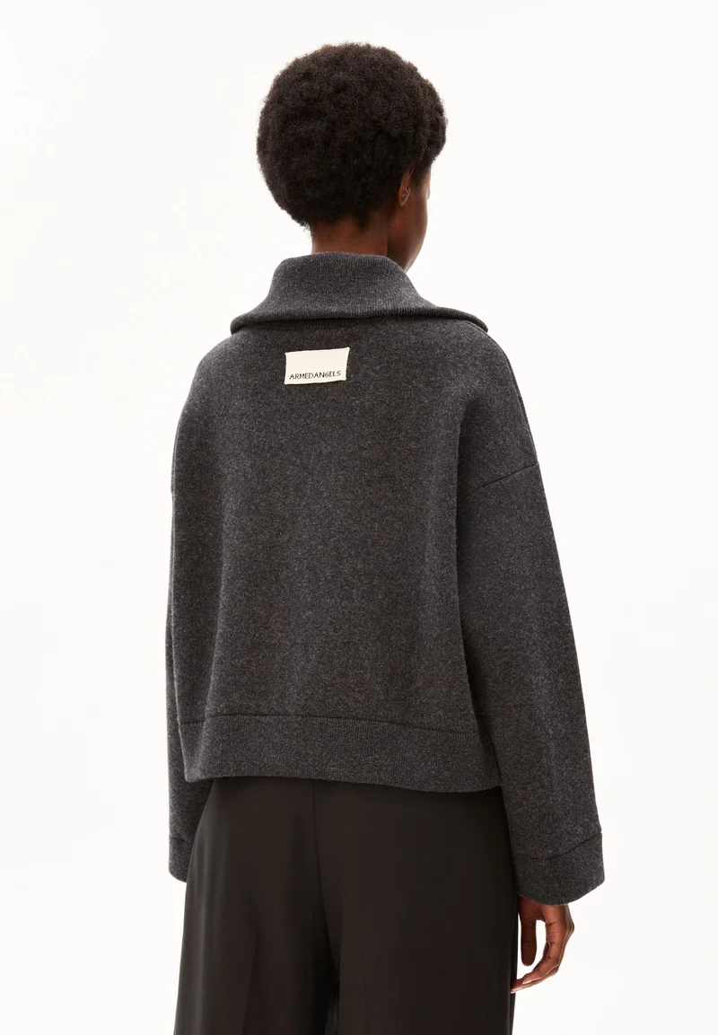 BAUMWOLL-WOLL STRICKJACKE | steel melange