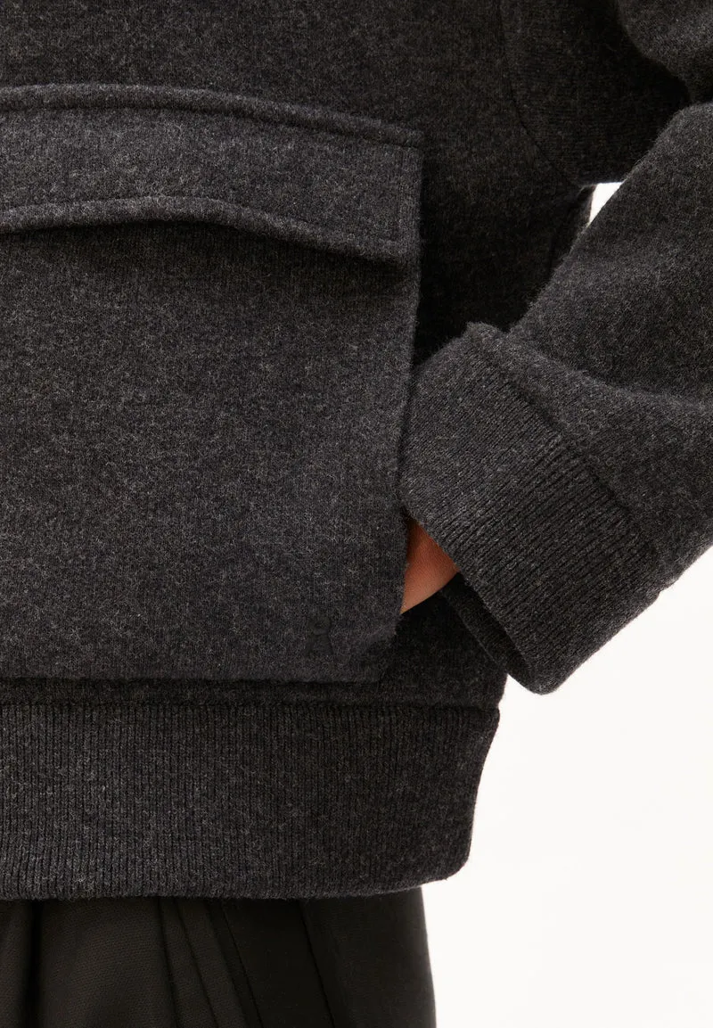 BAUMWOLL-WOLL STRICKJACKE | steel melange