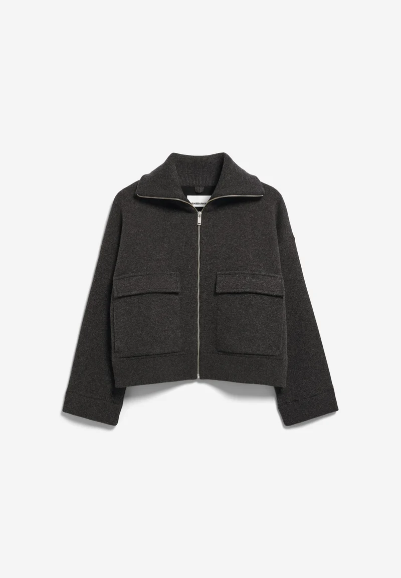 BAUMWOLL-WOLL STRICKJACKE | steel melange