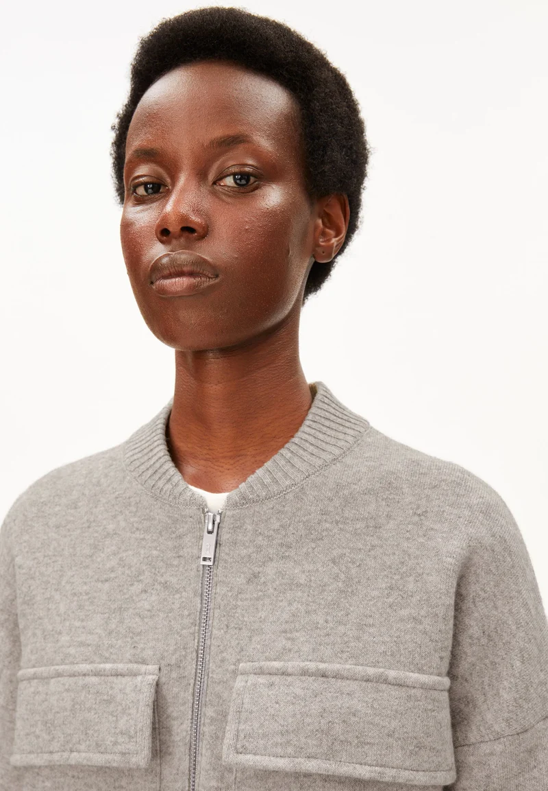 BAUMWOLL-WOLL BOMBERJACKE | dark honey melange
