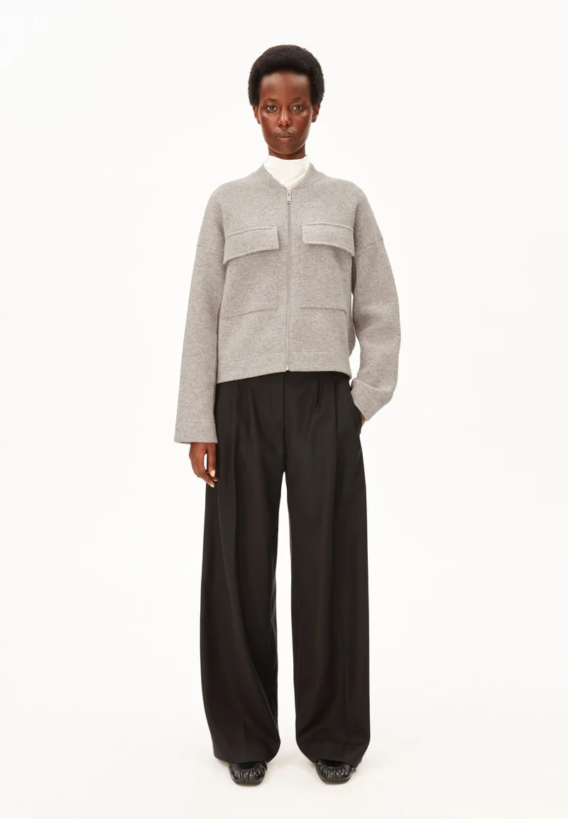BAUMWOLL-WOLL BOMBERJACKE | dark honey melange