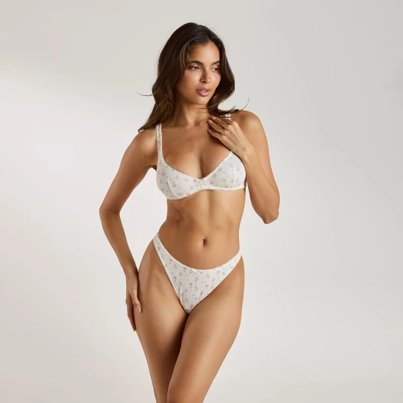 Pointelle Bralette - Crèmes Blumenmuster