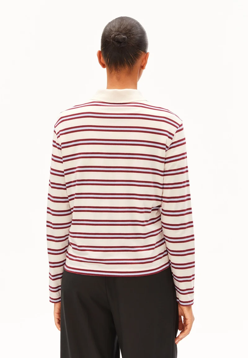 GESTREIFTES POLOLANGARMSHIRT | undyed-velvet red-soft blue