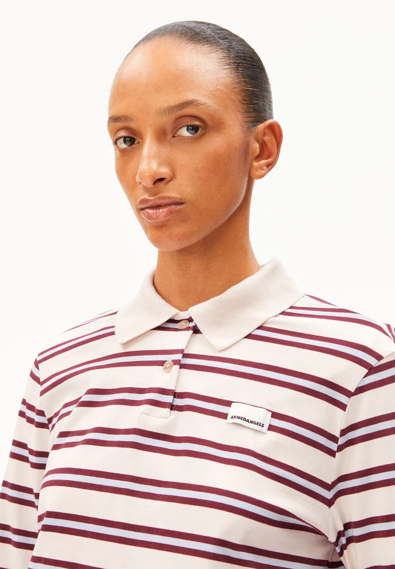 GESTREIFTES POLOLANGARMSHIRT | undyed-velvet red-soft blue