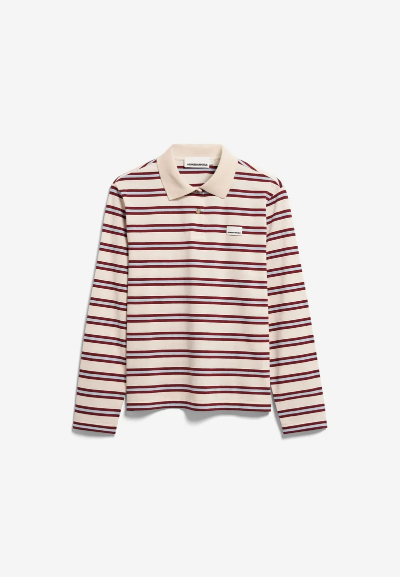 GESTREIFTES POLOLANGARMSHIRT | undyed-velvet red-soft blue