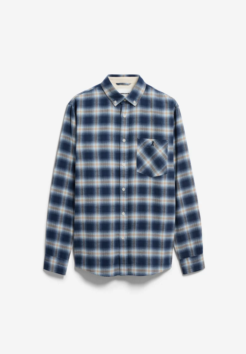 BAUMWOLL-KARO LANGARMHEMD | tinted navy