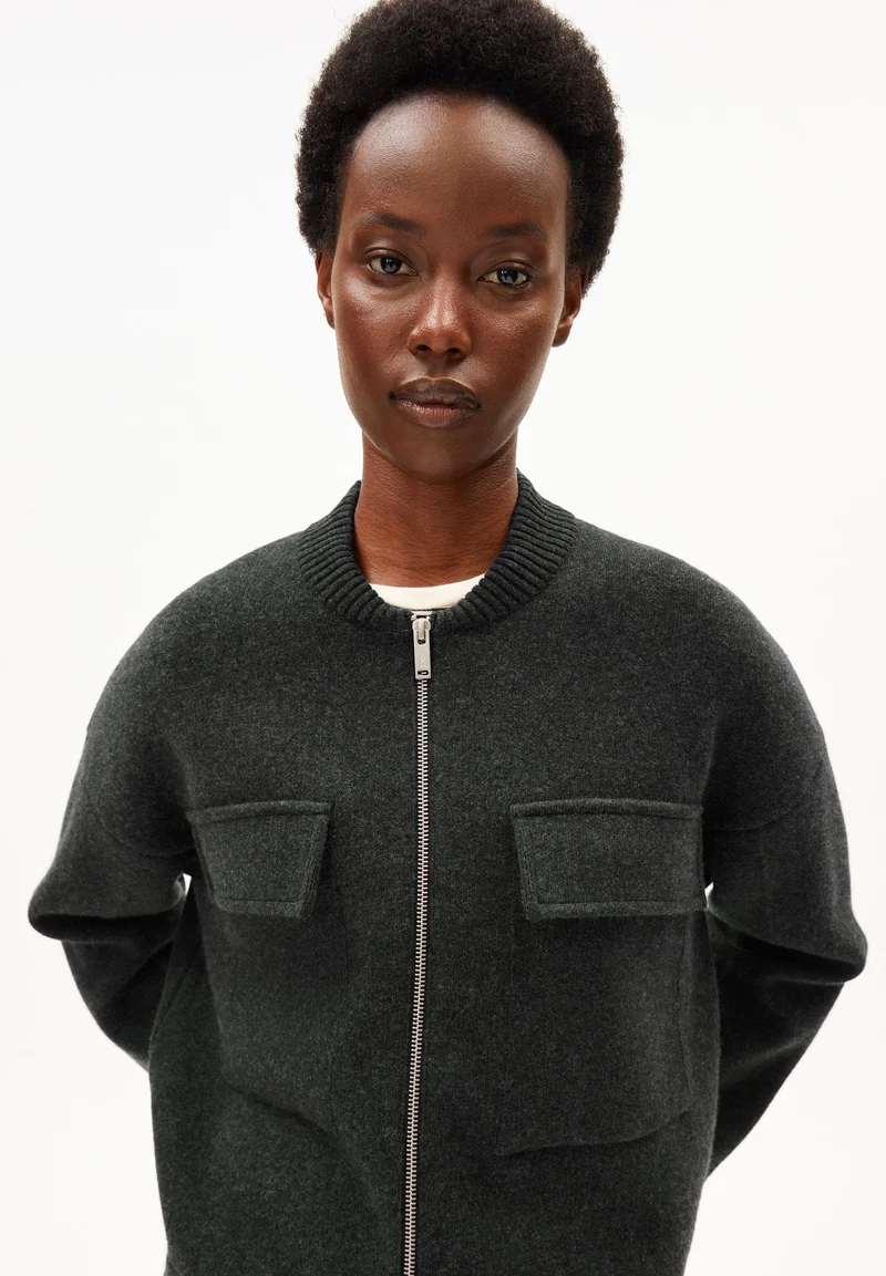 BAUMWOLL-WOLL BOMBERJACKE | steel melange