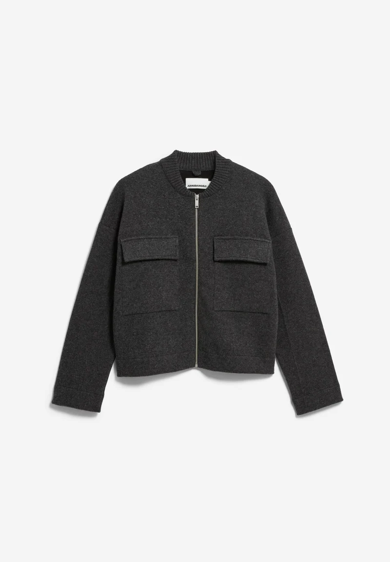 BAUMWOLL-WOLL BOMBERJACKE | steel melange