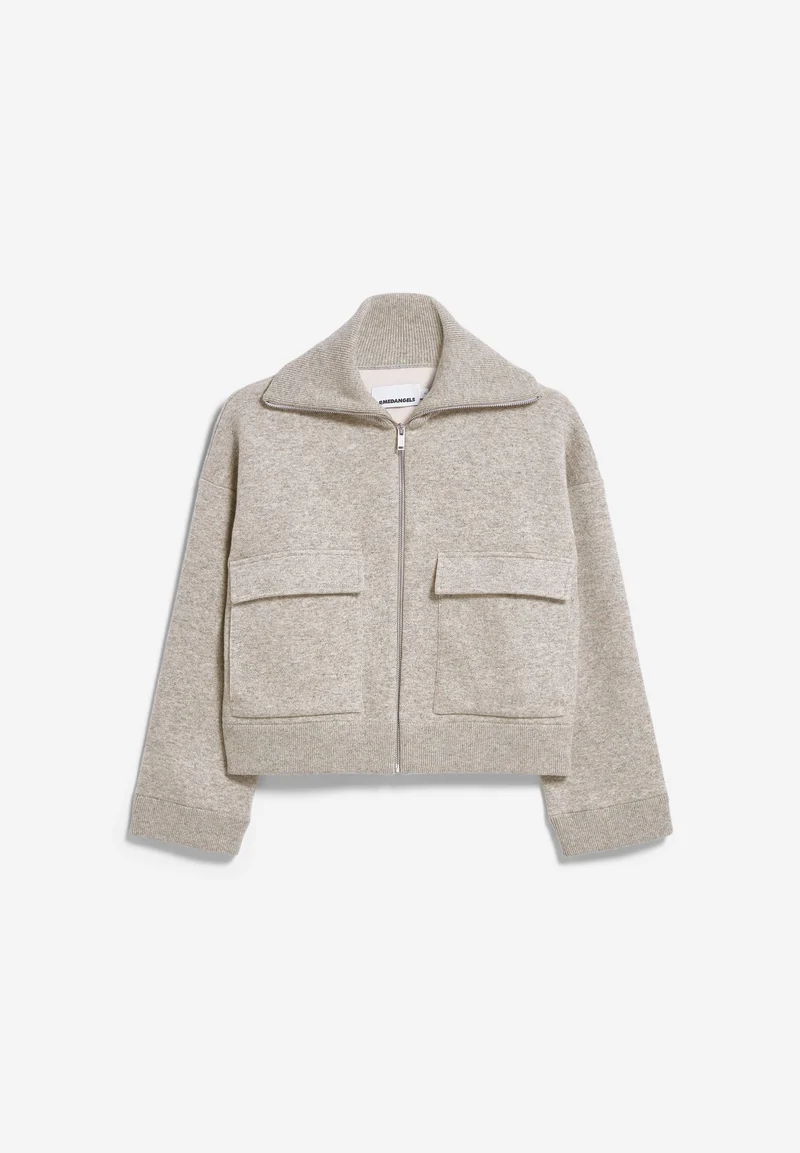 BAUMWOLL-WOLL STRICKJACKE | dark honey melange