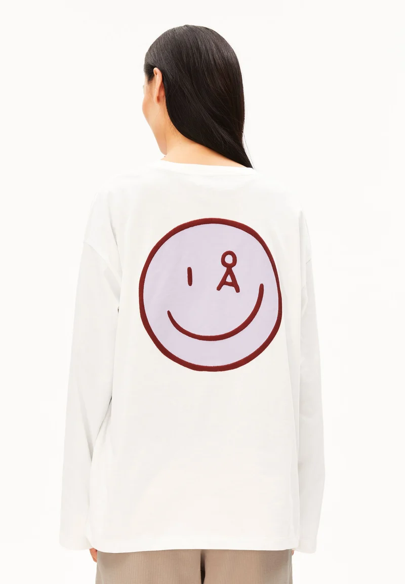 FIETAA SMILE LANGARMSHIRT | white-moonlit lilac