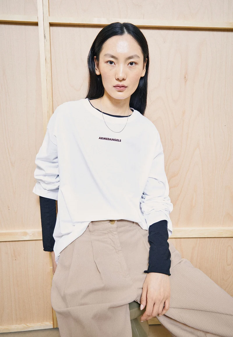FIETAA SMILE LANGARMSHIRT | white-moonlit lilac