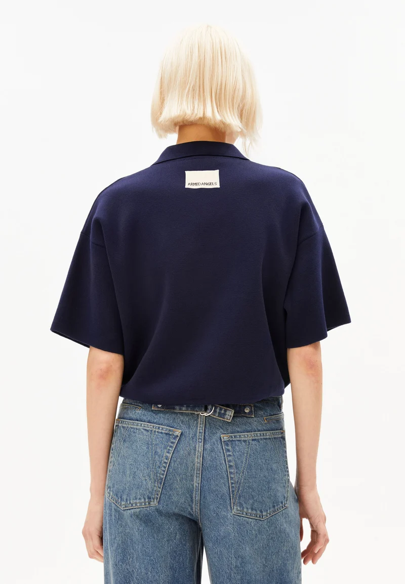 KOMPAKTER POLO-STRICKPULLOVER | tinted navy