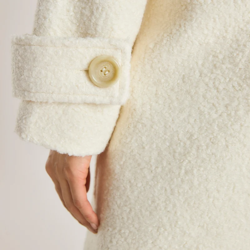 Shearling-Mantel - Crèmefarbe