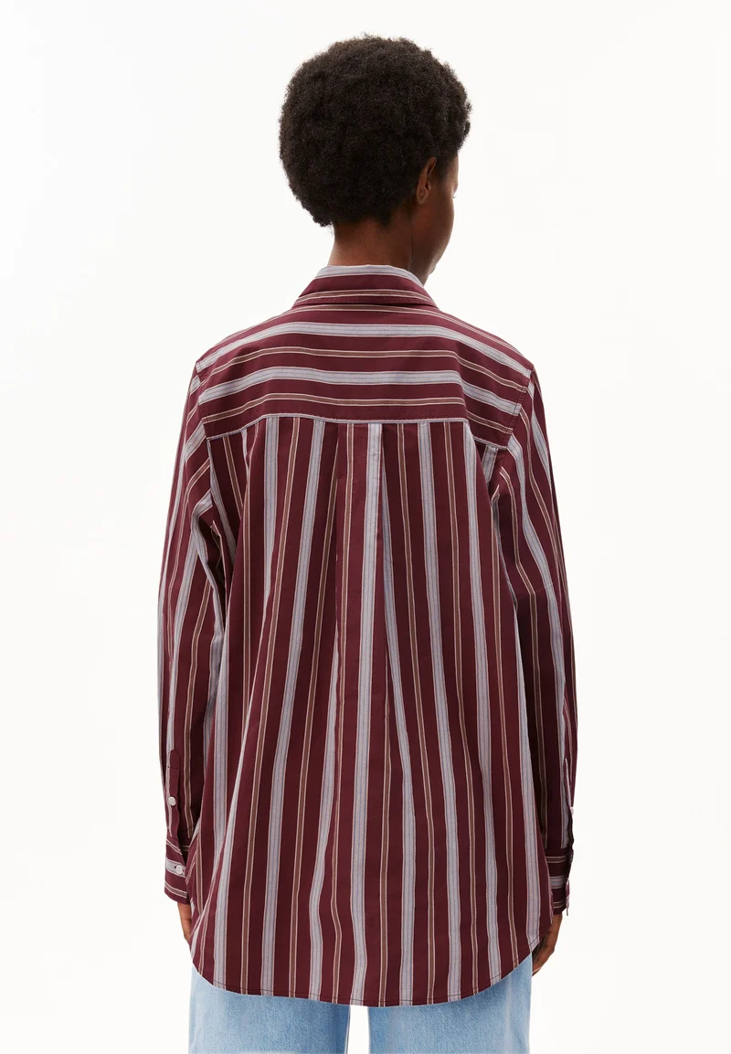 GESTREIFTE WEITE BLUSE | velvet red-amberwood