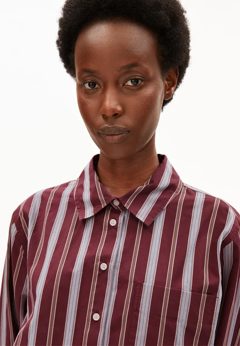 GESTREIFTE WEITE BLUSE | velvet red-amberwood