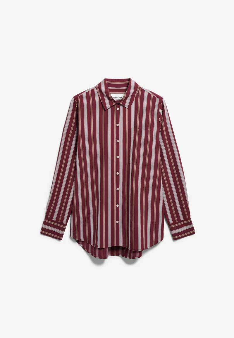 GESTREIFTE WEITE BLUSE | velvet red-amberwood