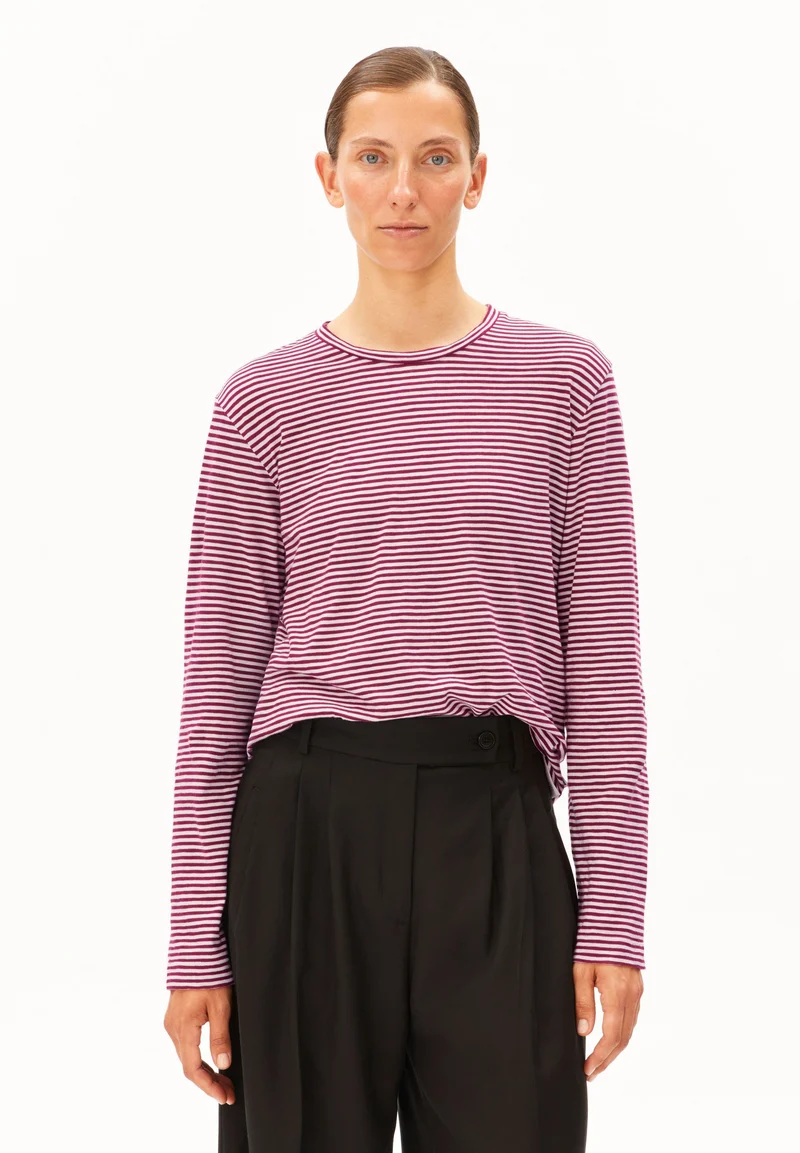 SLUB JERSEY GESTREIFTES LANGARMSHIRT