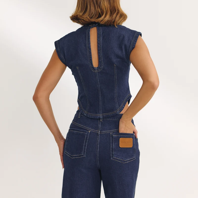 Tailliertes Denim-Oberteil - Indigo