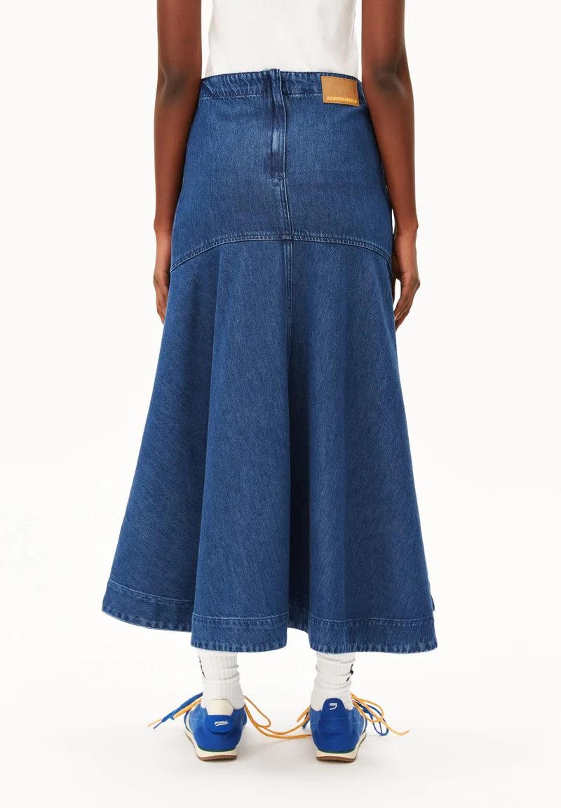 JEANS-MIDI-ROCK | bright blue