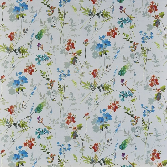 Baumwollstoff Blumenwiese - blau