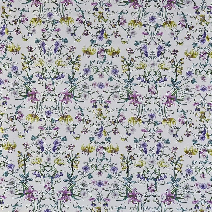 Baumwollstoff Blumenornament - violett