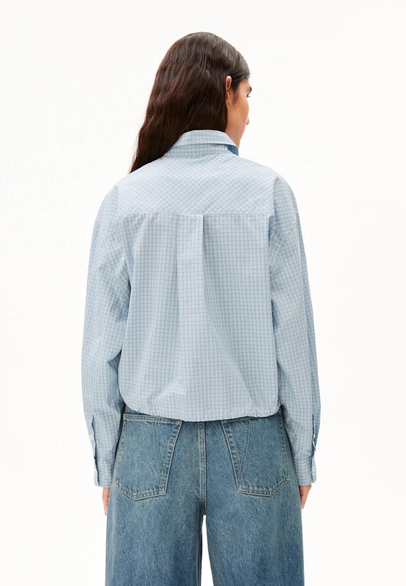 KARIERTE BLUSE MIT KORDELZUG | skylight-oatmilk