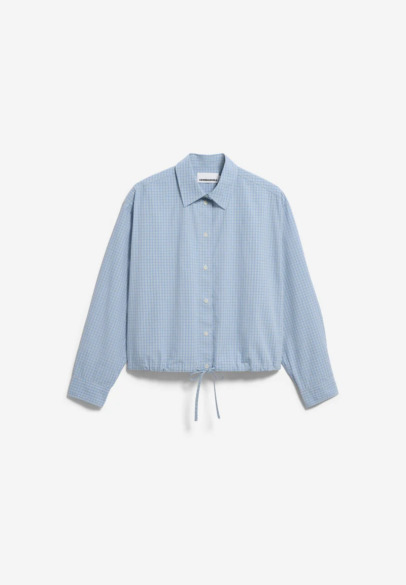 KARIERTE BLUSE MIT KORDELZUG | skylight-oatmilk