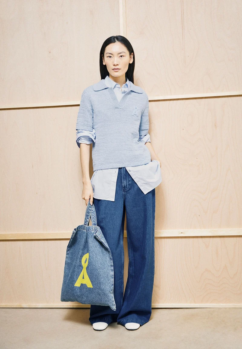 ICONIC Å BAUMWOLL-POLO-STRICKPULLOVER | mistblue