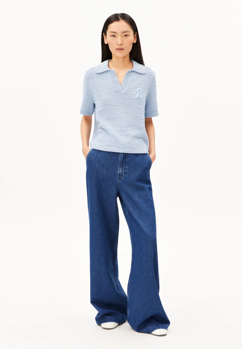 ICONIC Å BAUMWOLL-POLO-STRICKPULLOVER | mistblue