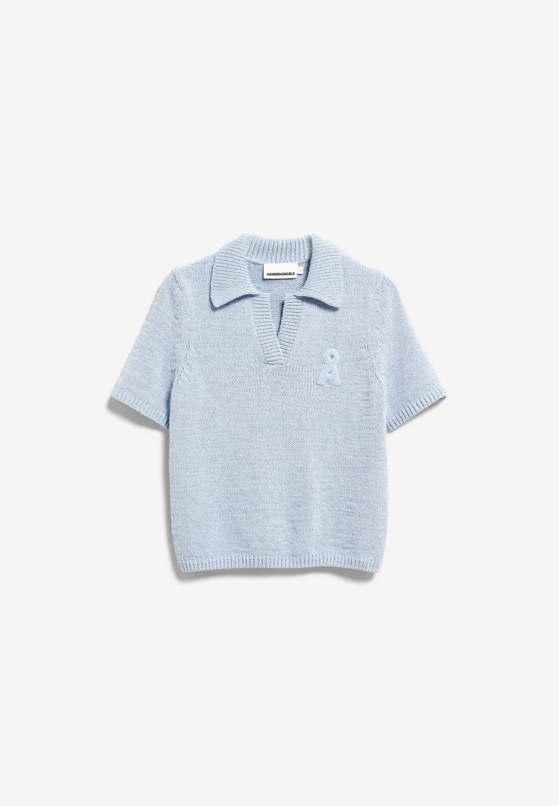 ICONIC Å BAUMWOLL-POLO-STRICKPULLOVER | mistblue