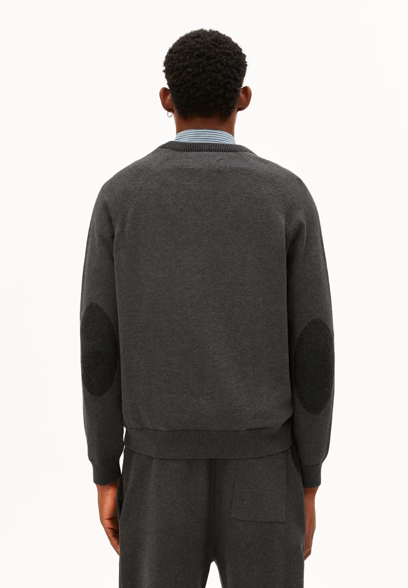BAUMWOLL-STRICKPULLOVER | mid silver melange-black